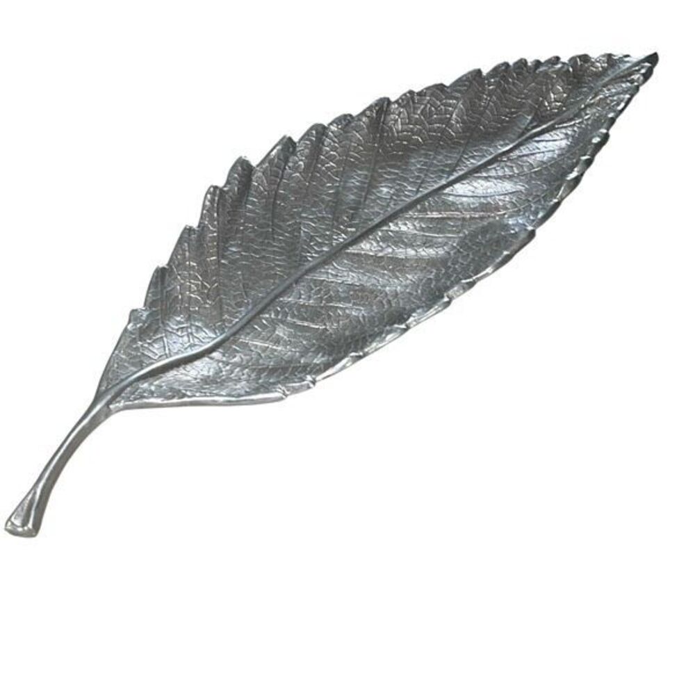Mariposa Soft Silver Large Leaf Server Tray Plate 100% Recycled Aluminum